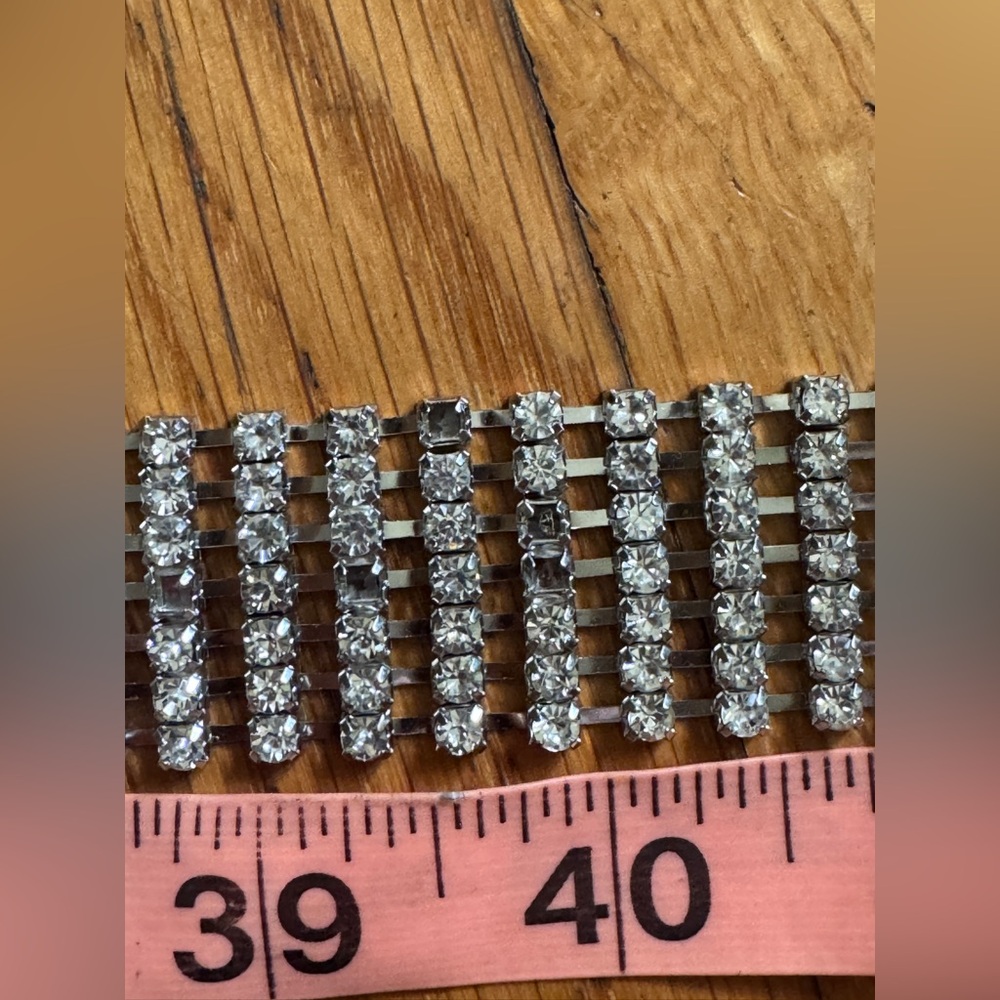 Y2K Silver Rhinestone Belt Sz XL - Picture 8 of 9